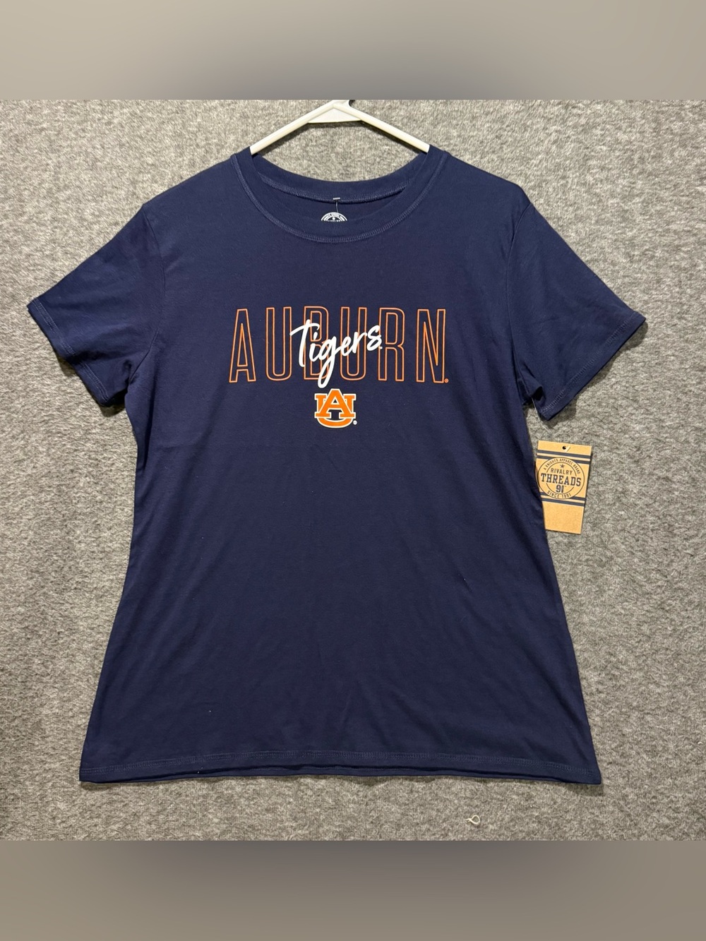 Auburn Tigers Tee Shirt Womens L 12/14 Navy Orange Fitted Light Soft NWT